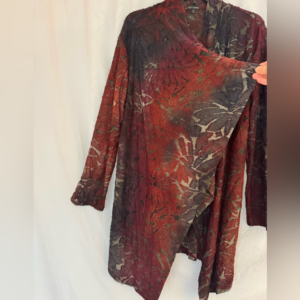Coco + Carmen Boho Velvet Burnout Knit Flowy Jacket - Picture 4 of 7
